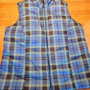Kim Rogers Blue and Black Checkered Vest